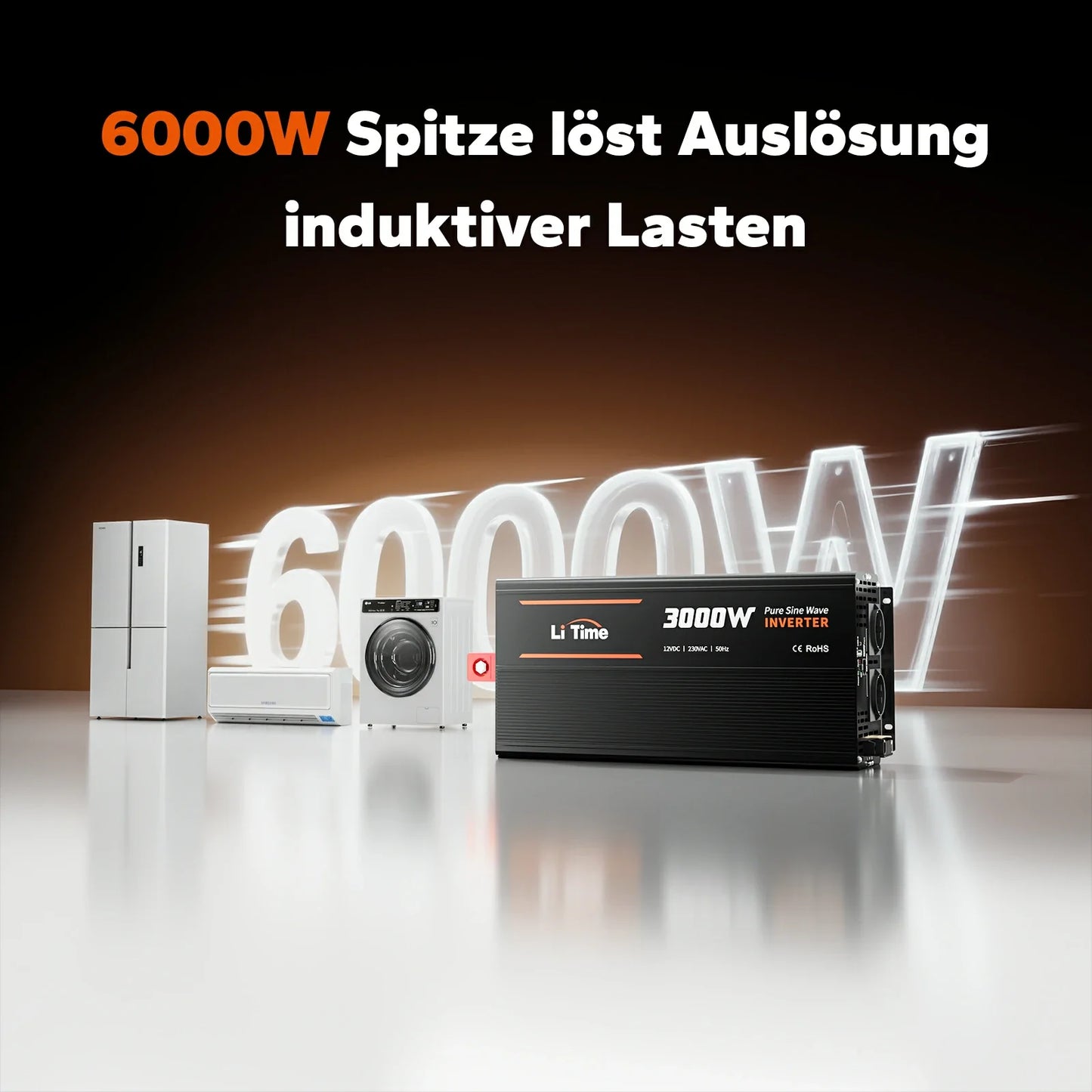 LiTime 3000W Reiner Sinuswellen Wechselrichter 12V DC zu 230V AC
