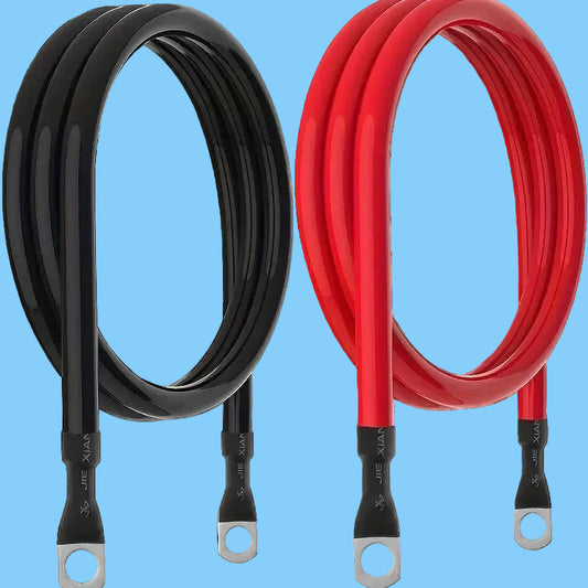 4 AWG Reines Kupfer Batteriekabel mit 3/8" Klemmen – Rot/Schwarz