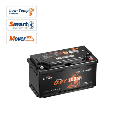 LiTime LiFePO4 12V 100Ah H190 Batterie – 200A BMS, Bluetooth, Heizung, Untersitz DIN H8