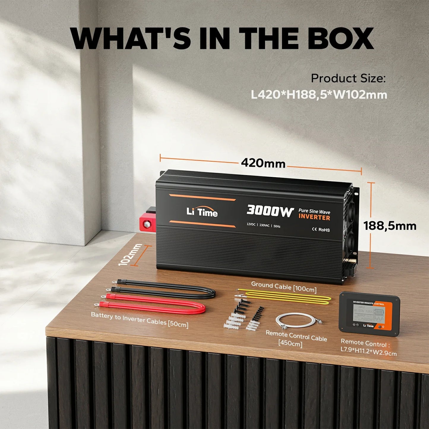 LiTime 3000W Reiner Sinuswellen Wechselrichter 12V DC zu 230V AC