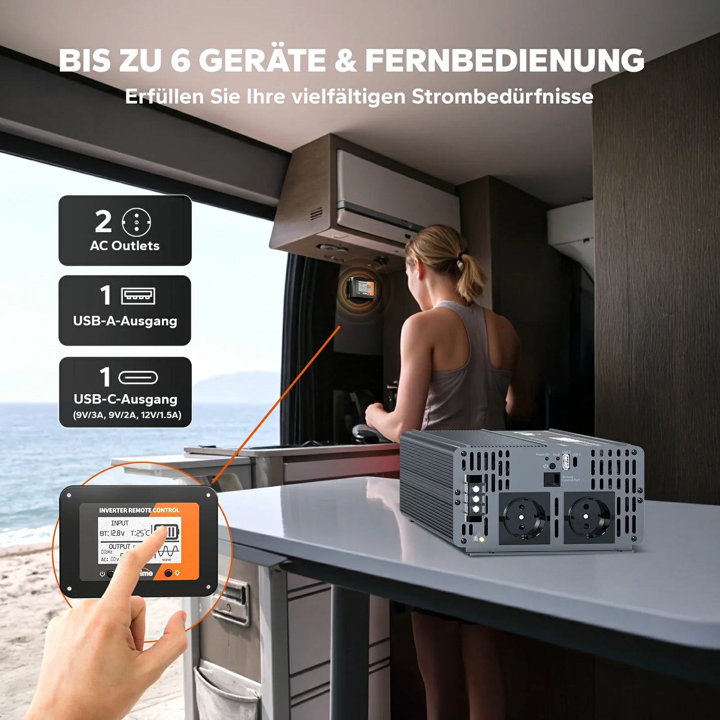 LiTime 2000W Reiner Sinuswellen Wechselrichter 12V DC zu 230V AC