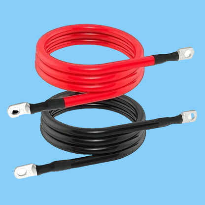 4 AWG Reines Kupfer Batteriekabel mit 3/8" Klemmen – Rot/Schwarz