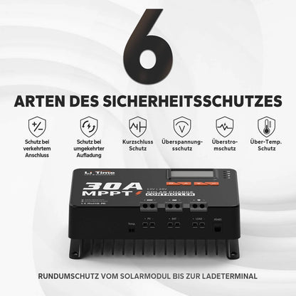 LiTime 30A MPPT Solarladeregler 12V/24V Auto mit Bluetooth Adapter
