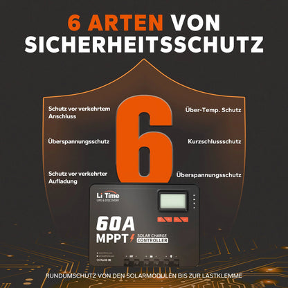 LiTime 60A MPPT Solarladeregler 12V/24V/36V/48V Auto mit Bluetooth