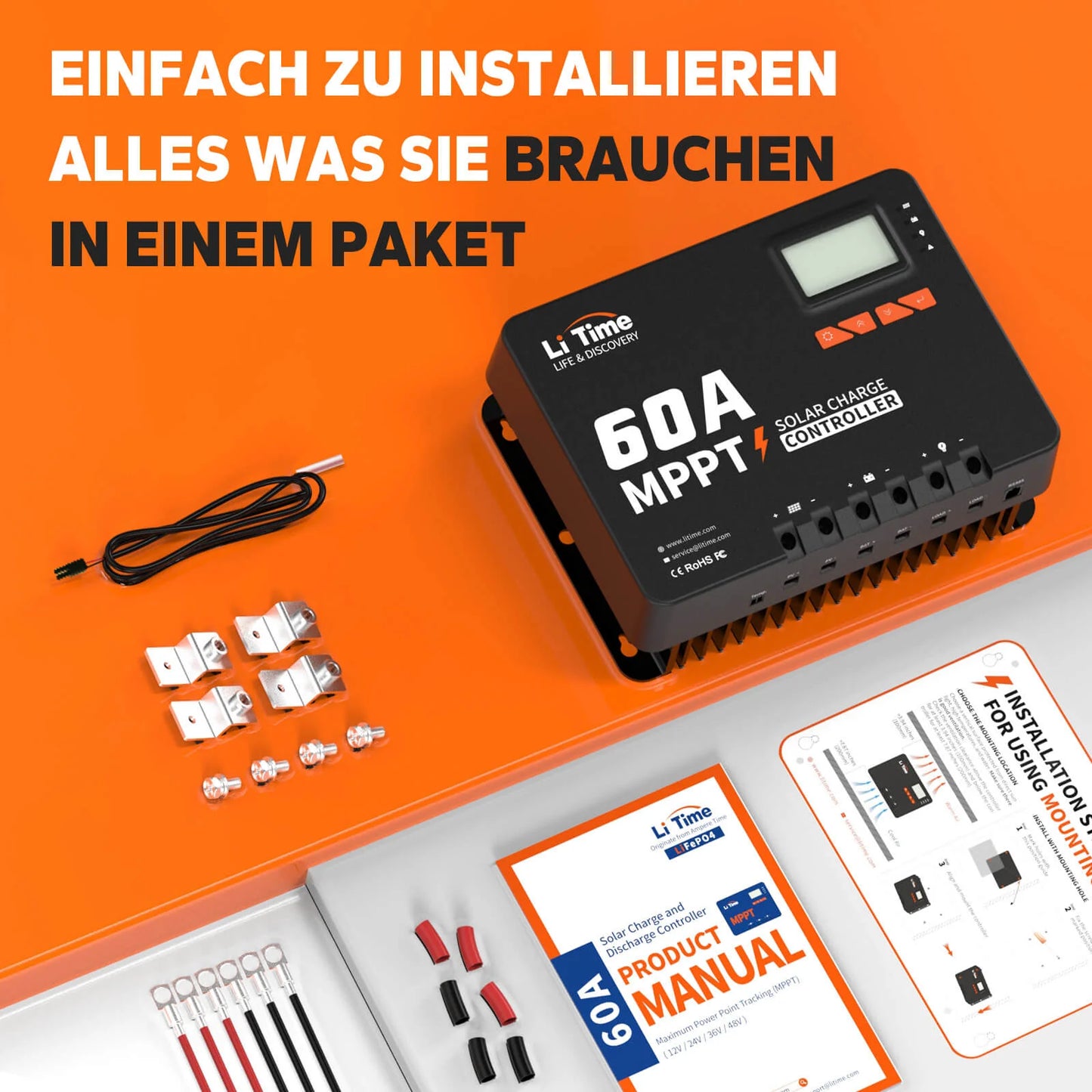 LiTime 60A MPPT Solarladeregler 12V/24V/36V/48V Auto mit Bluetooth
